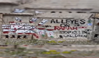 شعار نویسی در حمایت از غزه بر دیوار‌های شهر «سنت جان» کانادا